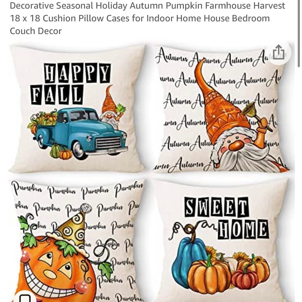 Fall/Halloween Set of 4 18x18 throw pillow pillow case covers - NEW